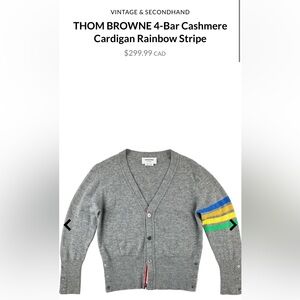 Thom Browne 100% cashmere Gray V-Neck Cardigan